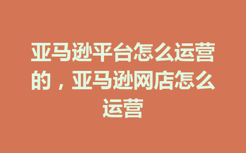 亚马逊平台怎么运营的，亚马逊网店怎么运营