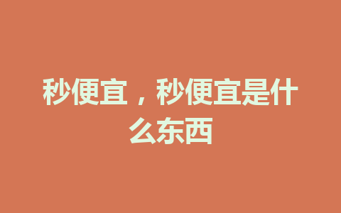 秒便宜，秒便宜是什么东西